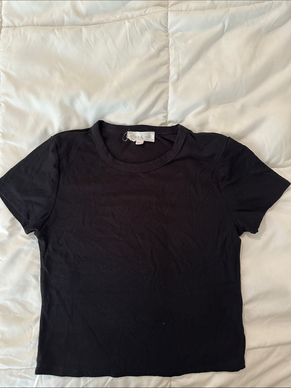 Olive & Oak Black Ribbed Crewneck Tee